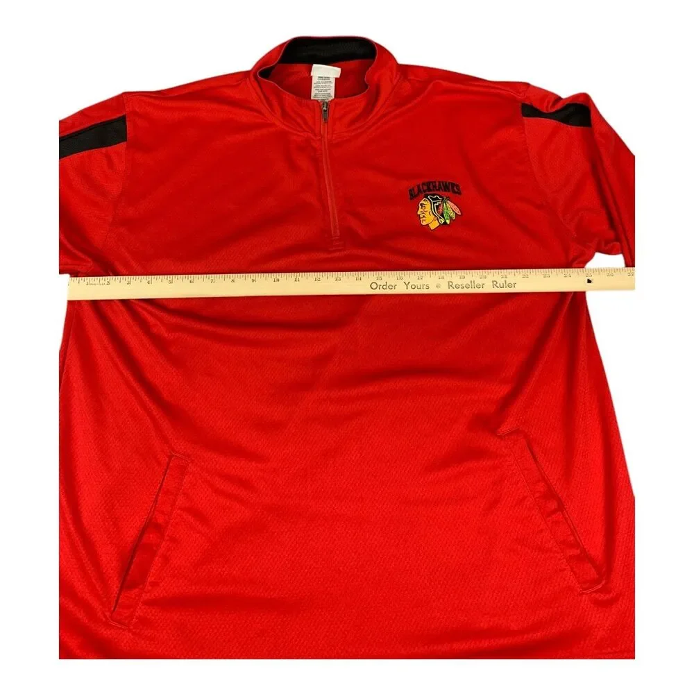 Chicago Blackhawks Men’s 1/4 Zip Pullover Embroidered Red NHL, Size XXL